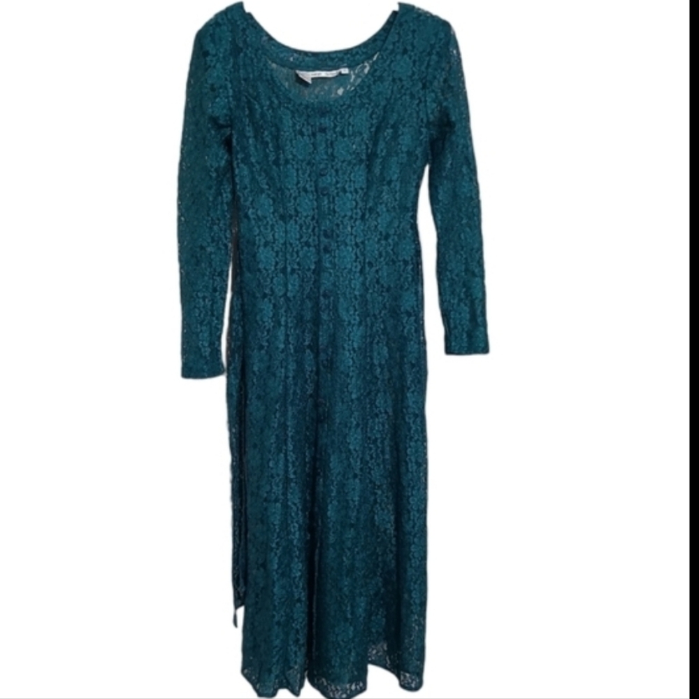 Vintage Sarah Richards Tie Back Lace Maxi Sheer Dress Size 3